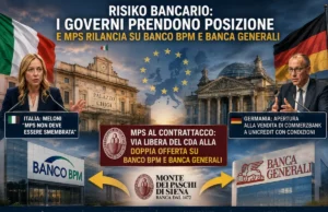 Risiko bancario: i governi prendono posizione e MPS rilancia su Banco BPM e Banca Generali (agosto 2026)